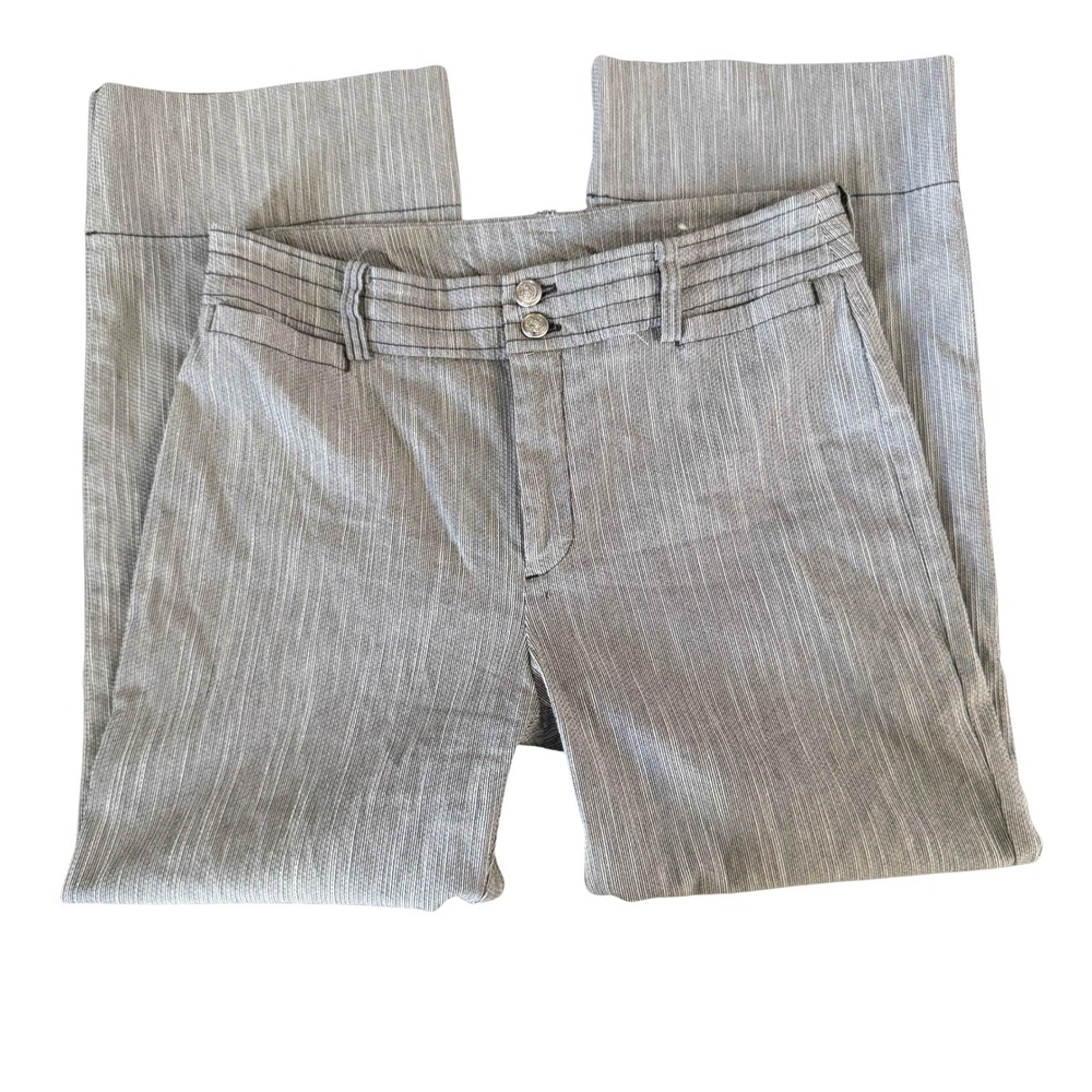 Chico's Gray Pinstripe Mid Rise Straight Leg Trousers Size 6 Excellent